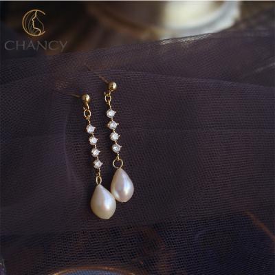 China Eco-friendly France Style s925 Sterling Silver Freshwater Pearl Drop Earrings for sale