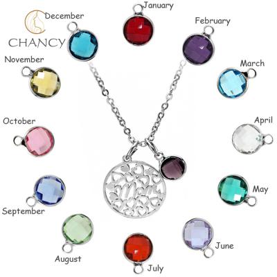 China 2020 New Fashion Birthstone Stainless Steel Environmental Friendly Gold Plated Custom Necklace For Birthday Gift for sale