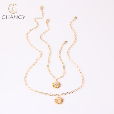 China New Design Eco-friendly Sunflower 18k Gold Plated Fashion Necklace Bracelet Jewelry Set for sale