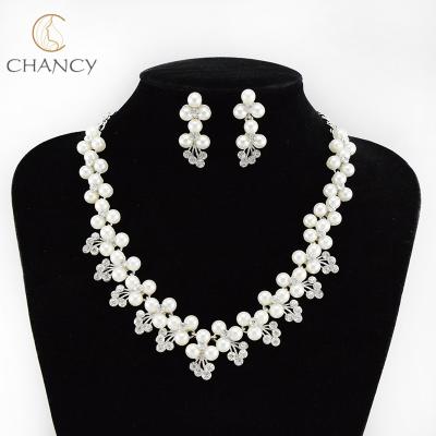 China ALLOY Pearl Earrings Necklace Sets Chain Bride Wedding Accessories for sale