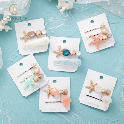 China Korean Girl's Hair Clips Shell Starfish Hairpin Sets Single Place 6.8cm for sale