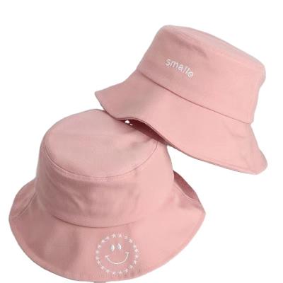 China Character Sun-shading Summer Fisherman Hat Double-Sided Hat Embroidered Smiley Face for sale