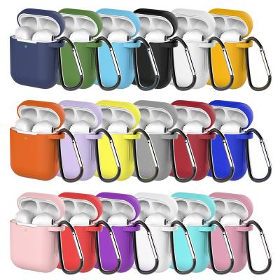 China New Eco-friendly Silicon Material Soft Case For Airpods 2 Full Waterproof Shockproof Cover Device For Airpod Earbuds Cases With Hook Ring for sale