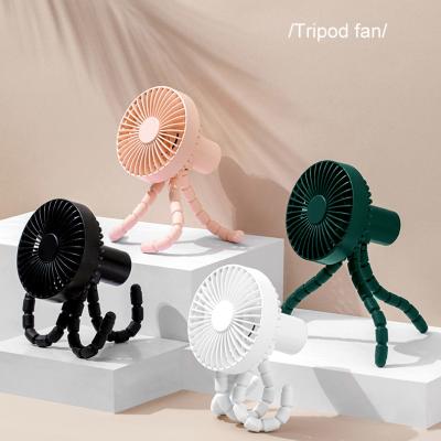 China Can Multi-use Tripod Adjustable Handheld Electric Desktop Fan With Phone Holder Baby Stroller Rechargeable Mini Fan With Stand For Mobile for sale