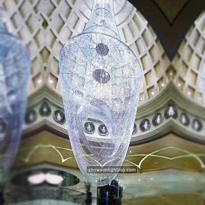 China Contemporary Ceiling Home Lobby Hotel Custom Crystal Long Chandelier for sale