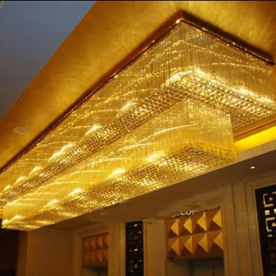 China Modern Rectangular Long Lamp Meeting Room Gold Chandelier for sale