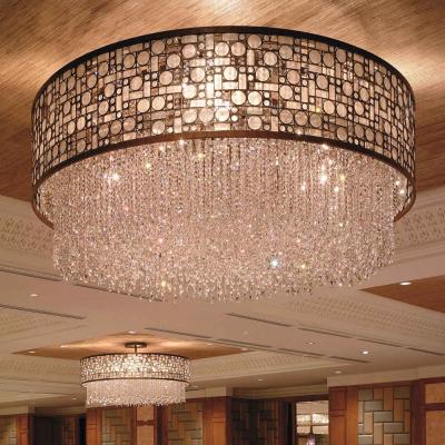 China Hotel Meeting Room Art Deco Octagonal Crystal Beads Base K9 Crystal Ball Ceiling Plate Chandelier for sale