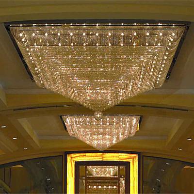 China Hotel Modern Design Square Crystal Ceiling Lamp For Conference Room Home Decorative Ceiling Lamp for sale