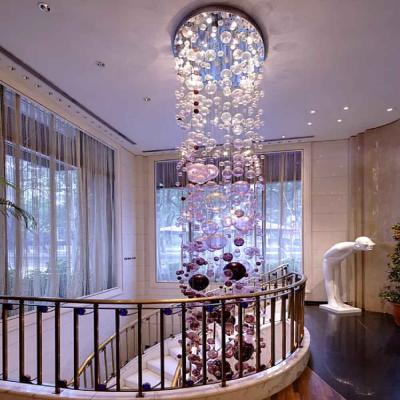 China Contemporary LED Hanging Lighting Crystal Bubble Ball Chandelier Lamp Villa Staircase Chandelier for sale