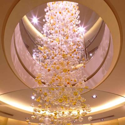 China Modern Design Contemporary Bubble Pendant Chandeliers Long For Hotel Villa Stair Glass Chandelier Lighting for sale