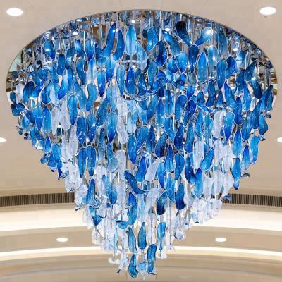 China ALL Glass Ceiling Contemporary Blue Art Glass Chandelier Lighting for sale