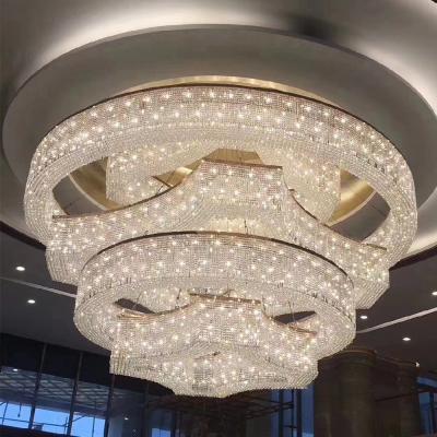 China Luxury Modern Custom Made Decorative Chandelier Lamp Modern K9 Crystal Glass Hanging Hotel Large Ceiling Pendant for sale