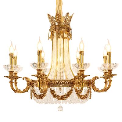 China Contemporary Luxury Bronze Pendant Light Clear K9 Crystal Chandelier Ceiling Light Bedroom Dining Room for sale