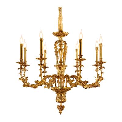 China Decorative Luxury Bronze Color Crystal Lights Brass Contemporary French European Empire Chandelier for sale