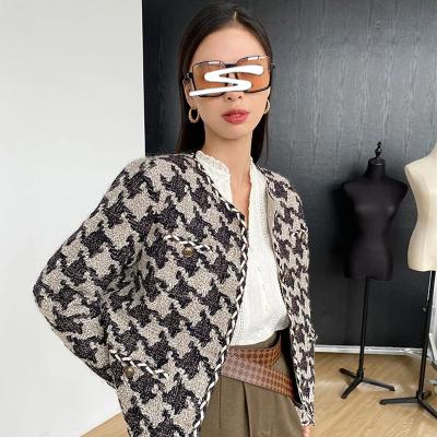 China Fashionable Autumn Winter Anti-wrinkle Clothes 2021 Women's Long Sleeve Elegant Style Slim Fit Tweed Jacket for sale