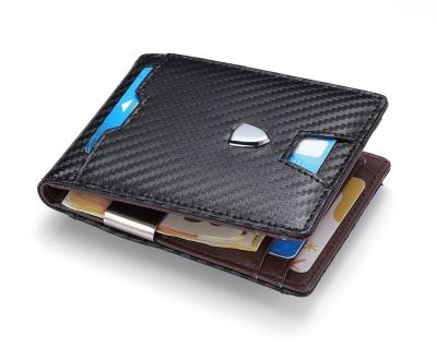 China High Quality Slim Minimalist Wallet Men's Slim Minimalist Men's Rfid Carbon Fiber Rfid PU Leather Card Holder Money Clip Wallets for sale