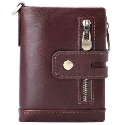 China Mini Leather Wallets Vintage Gents Luxury Genuine Cowhide Leather Humerpaul Rfid Casual Small Men's Slim Wallet for sale