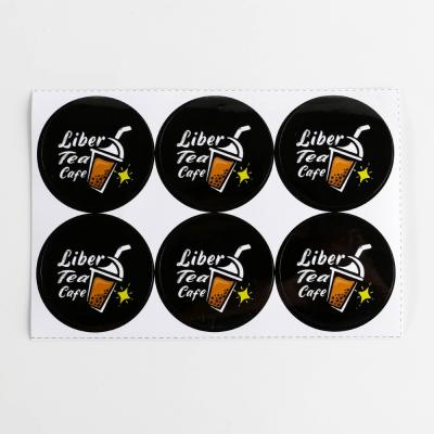 China Private custom black round paper stickers pvc vinyl adhesive waterproof sticker label printing logo sticker roll for sale