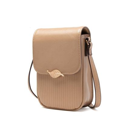 China PRETTYZYS Nice Leisure PU Phone Shoulder Bag Women Cell Phone Cross - Body Bag With Leaf Metal Solid Color for sale