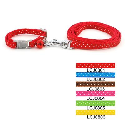 China OEM/ODM Viable Pet Collar Leash With Bell Collar Nylon Leash Set Paw Dot Strop Flower Print Cat Dog Puppy Collar Leash Set for sale