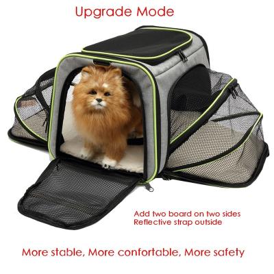 China Pet Carrier Pet Car Seat Booster Expandable Airline Approved Cat Travel Collapsible Carrier with Soft-sided Pad for sale