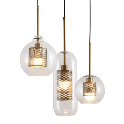 China Decorative Energy Saving Lighting Modern Simplicity Round Color Glass Metal Gold Chandelier Pendant Lamp for Home Decoration for sale