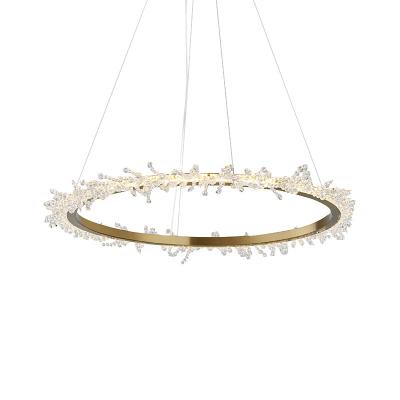 China Beautiful Luxusry Ring Gold Round Decorative Hotel Living Room Pendant Lamp for sale