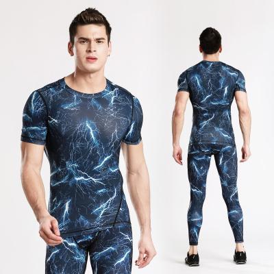 China Hot Sale Breathable 2pcs Nylon Printing Quick Dry Cheap Jogging Men's Casual Sweat Suit for sale