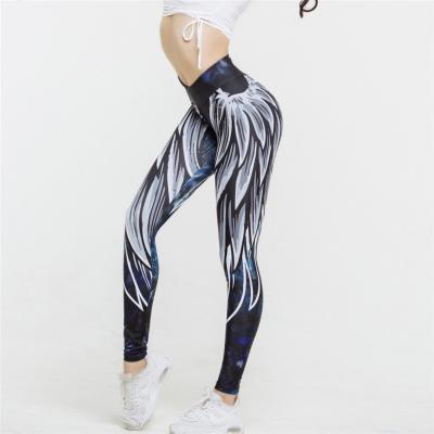 China Angel Wings Print Yoga Sports High-Rise Hip-Waist Yoga Breathable Explosive Pants for sale