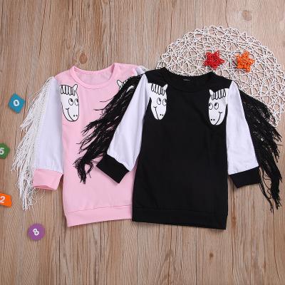 China Kids Casual Daily Wear Wholesale Baby Unicorn Shirts With Tassel for sale