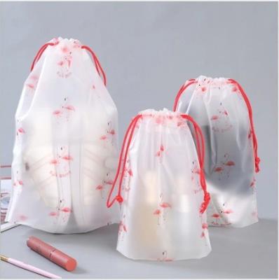 China Poly Drawstring Bag EVA Frosted Plastic Drawstring Storage Bag for Clothing Custom Logo for sale