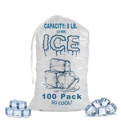 China Bolsas de hielo de plástico biodegradables duraderas reutilizables de 10 libras personalizadas para el almacenamiento de cubos de hielo en venta