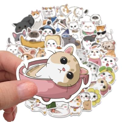 China Kraft papier etiketten dank je stickers schattig kat cartoon ontwerp voor decoratieve sticker Te koop