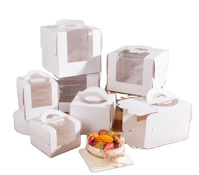 China White Open Window 3inch 4inch 6inch 8inch Birthday Cake Box made of Uncoated Craft Paper for sale