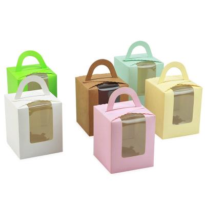 China Caja de pasteles de ventana abierta de color sólido personalizada para el embalaje de pasteles de boda en venta