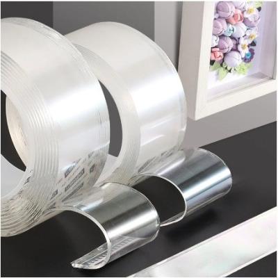 China Washable Nano Double Sided Tape for Hook/Kitchen/Bathroom 1mm/2mm x 50mm Transparent for sale