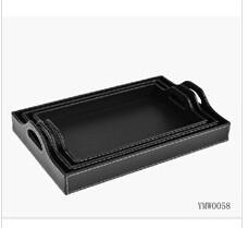 China PU Leather Covering Wooden Serving Tray for sale