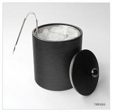 China Stainless Steel Ice Bucket with Leather Cover for sale