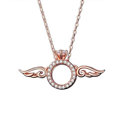 China Best Selling Pure 925 Fashion Jewelry Rose Gold Guardian Angel Girls Silver Necklace for sale