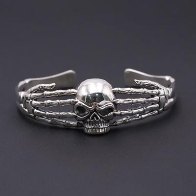 China Fashion Thai Personality Simple Sterling Skull Thai Finger Punk Fashion Bangkok Silver Bracelet for sale