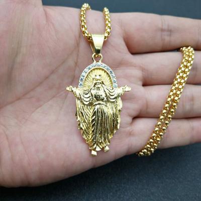 China Cross Border Retro Hip Hop Accessories 361l Stainless Steel Piece Religious Jewelry Jesus Pendant Necklace for sale