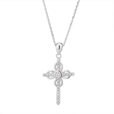 China Retro Silver Religious Pendants 925 Sterling Silver Chain Necklace Cross Adjustable for sale