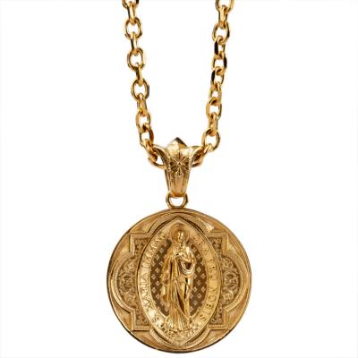 China Retro Girl's Gothic Virgin Mary Gold Plated Minimalist 925 Sterling Silver Necklace Pendant Jewelry 2021 for sale