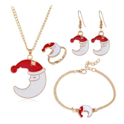 China Best Selling CLASSIC Christmas Gift Moon Alloy Necklace 18K Gold Plated Alloy Jewelry Set for sale