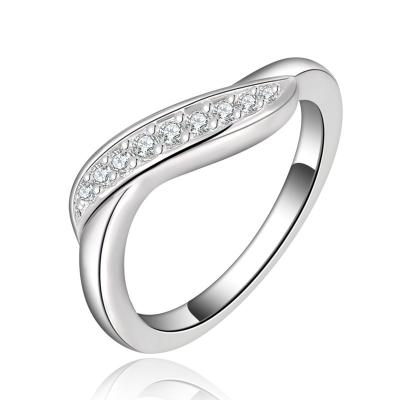 China CLASSIC Wedding Ring White Gold Color Gift for Women Charm Jewelry Rhodium Plating Copper Alloy Ring for sale