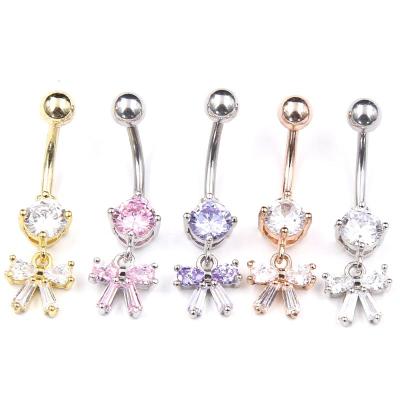 China FASHIONABLE Stainless Steel Ornament Zircon Studded Butterfly Section Nail Belly Button Piercing Jewelly Belly Button Ring for sale