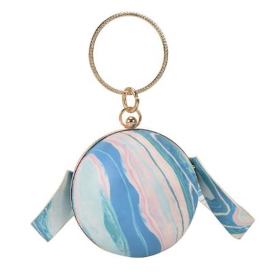 China INS & New Fashion Tie Dye Circle Design Evening Clutch Bag Stunning Purse Ball Clutches Shoulder Bags For Girls for sale