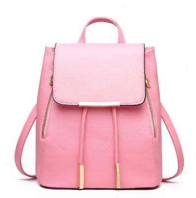 China Wholesale Fashion Large Capacity Cheap Leather Backpack Cute Pink Women Backpack Purse For Ladies for sale