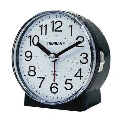 China LUMINOVA Design Light Small Number Modern Fancy Luminous Round Bedside Needle Up Alarm Clock Analog Table Watch Buzzer for sale