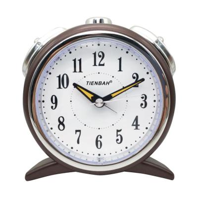 China Custom Logo Melody Jumbo Retro Night Light Antique Style Nap Bedside Quartz Analog Stand Table Alarm Clock for sale